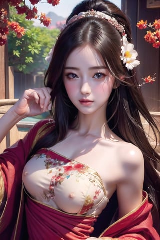(masterpiece, top quality, best quality, official art, beautiful and aesthetic:1.2), (1girl), extreme detailed,(abstract, fractal art:1.3),highest detailed, detailed_eyes, light_particles, hanfu,jewelry, sexy, (nsfw),red,