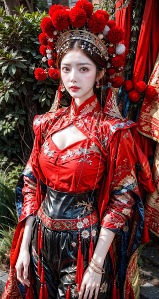 a close up of a woman with a tia on her head, intricate ornate anime cgi style, 4 k detail fantasy, anime cgi, cinematic goddess close shot, inspired by Li Mei-shu, a beautiful fantasy empress, inspired by Lan Ying, smooth anime cg art, close up character, hyperdetailed fantasy character, game cg, ruan jia and artgerm,full_body,Black traditional costume,black outfit, black shirt, black pants, 