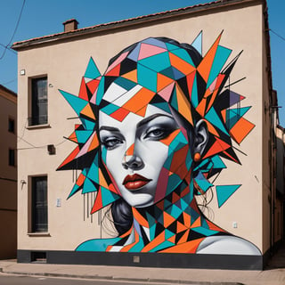 Street art, with its contemporary sensibility and a blend of geometric and surreal forms, conveys beauty