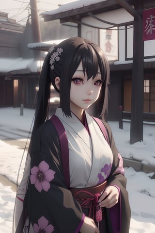 Anime ,hentai,(beautiful detailed face, beautiful detailed eyes),(((best quality,masterpiece))),(a beautiful girl,(flower pattern) kimono),(anime style),(Snow cover,night_sky ,fireworks,Matsuri, nature view),more detail XL,EpicSky,cloud,brown hair, purple eyes, (((Open shirts))), ,shiro \(no game no life\),megumin_konosuba,mikan yuuki,azusa nakano