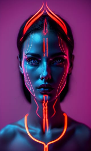 girl realistic, mystic, short hair, cyperpunk, blue red orange light, neon light, beauty, open eyes, two eyes, beauty face,   goddess, full body, high quality, beautyful eyese, 8k,  full body, skinny,