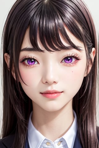 masterpiece, best quality, high definition, 
Kaori Houjou, solo, (purple eyes:1.1), (black hair:1.2), long hair, school_uniform, (elegant, feminine, sophisticated), (cute girl), gorgeous face, gorgeous eyes, detailed face, detailed hands, smile, photorealistic, (asian face:1.2)