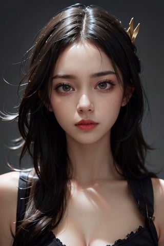 a 20 yo woman, long hair, high contrast, (direct lighting, natural skin texture,  hyperrealism,  soft light,  sharp), chromatic_background, simple background, (((looking_at_viewer,  pov_eye_contact,  looking_at_camera,  headshot,  head_portrait,  headshot_portrait,  facing front))), big lips, looking_at_viewer,  pov_eye_contact,  looking_at_camera,  headshot,  head_portrait,  headshot_portrait,  facing front, Detailedface, Detailedeyes, perfecteyes,