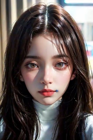 masterpiece,  best quality,  1girl, long_hair, closed mouth, looking at viewer, (((looking_at_viewer,  pov_eye_contact,  looking_at_camera,  headshot,  head_portrait,  headshot_portrait,  facing front))), (realistic:1.5),irene