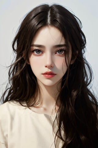 a 20 yo woman, dark hair, black hair, high contrast, (direct lighting, natural skin texture,  hyperrealism,  soft light,  sharp), chromatic_background, simple background, (((looking_at_viewer,  pov_eye_contact,  looking_at_camera,  headshot,  head_portrait,  headshot_portrait,  facing front))), big lips, looking_at_viewer,  pov_eye_contact,  looking_at_camera,  headshot,  head_portrait,  headshot_portrait,  facing front, Detailedface, Detailedeyes, 