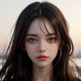 a 18 yo woman, direct lighting,  long hair,  soothing tones,  high contrast,  (natural skin texture,  hyperrealism,  soft light,  sharp), chromatic_background, simple background, (((looking_at_viewer,  pov_eye_contact,  looking_at_camera,  headshot,  head_portrait,  headshot_portrait,  facing front))), big lips, looking_at_viewer,  pov_eye_contact,  looking_at_camera,  headshot,  head_portrait,  headshot_portrait,  facing front, Detailedface, Detailedeyes,