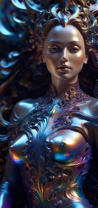 a close up of a statue of a woman, digital art, inspired by tomasz alen kopera, gothic art, intricate skeletal decorations, 8 k highly detailed, beautiful elegant demon queen, intricate body, beautiful detail and color, sylvain sarrailh and igor morski, intricate costume design, detailed body, ultra detailed artistic abstract photography of liquid lust, detailed captivating eyes on molten statue, asymmetrical, gooey liquid hair, highly refractive skin, Digital painting, colorful, volumetric lighting, High definition, detailed, realistic, 8k uhd, high quality,A girl dancing 