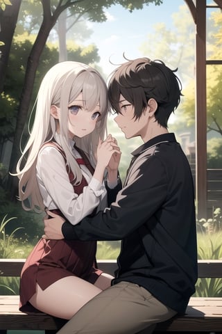 nature background, an adorable couple,wearing wrenchpjbss,kaede,REVERSE UPRIGHT STRADDLE