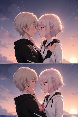 anime couple kissing on the beach at sunset, sakimichan and makoto shinkai, fiona staples and makoto shinkai, guweiz and makoto shinkai, ( ( makoto shinkai ) ), makoto shinkai cyril rolando, gorgeous romantic sunset, makoto shinkai!, makoto shinkai. —h 2160