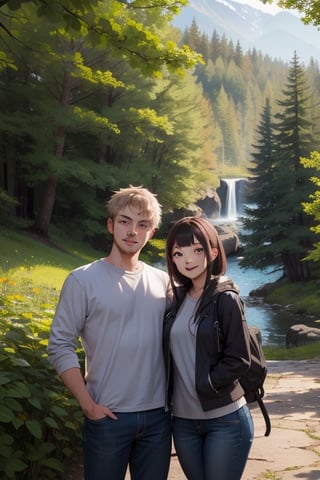 nature background, an adorable couple,wearing wrenchpjbss,kaede,REVERSE UPRIGHT STRADDLE