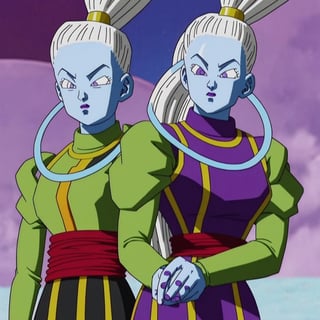 the character WHIS in dragon ball man wearing suit, very elegant dress jacket,Vados_DB