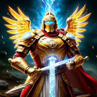 Realistic
Description of a [WHITE WARRIOR Henry with WHITE wings] muscular arms, very muscular and very detailed, dressed in a golden full body armor filled with red roses, helmet on his head, bright blue electricity running through his body, golden armor and Medallion of the letter H completely white on the chest, red metal gloves with long sharp blades, transparent swords held in both hands. (metal sword with transparent fire blade), hdr, 8k, subsurface scattering, specular light, high resolution, octane rendering, big money field background, 4 WINGS OF ANGEL, (4 WINGS OF ANGEL), fire sword transparent, background of field of GOLDEN WHEAT and red ROSES, medallion with the letter H on the chest, WHITE Henry, muscular arms, background Rain of gold coins and dollar bills, (GOOD LUCK) fire sword H, shield H , pendant of the letter H, medallion of the letter H on the uniform, hypermuscle, blessing of GOD almighty and JESUS ​​and THE HOLY SPIRIT, pendant of letter H on the chest, helmet that covers his face, HENRY the mascot of JESUS, helmet that covers your face,fire element,more detail XL