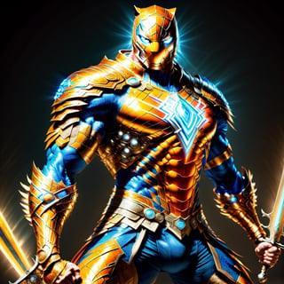 Realistic
FULL BODY IMAGE, Description of a [super MUSCULAR white HUMAN TIGER WARRIOR with TIGER head] muscular arms, very muscular and very detailed, LEFT ARM WITH HEAVY BRACELET REINFORCED with solid shield, right hand holding a FIRE SWORD, dressed in a illuminated golden armor medallion, one letter H medallion, hdr, 8k, subsurface scattering, specular lighting, high resolution, octane rendering, ILLUMINATED GOLDEN WHEAT BACKGROUND IN OPEN FIELD, FULL BODY IMAGE, tiger head, super muscular legs, more details XL, white skin, HYPER MUSCLE, FULL BODY IMAGE, VERY MUSCLE, VERY STRONG, HE HOLDS SWORD IN HIS RIGHT HAND AND SWORD IN HIS LEFT HAND AND HIS LEGS ARE VERY MUSCLE,
