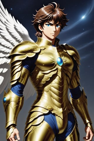 SAINT SEIYA, Pegasus knight SEIYA, short dark brown hair, strong young man, anime saint seiya
