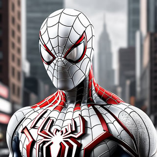realistic
WHITE SPIDERMAN, changing the spider logo for a large letter H,cyborg style