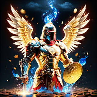 Realistic
Description of a [WHITE WARRIOR Henry with WHITE wings] muscular arms, very muscular and very detailed, dressed in a golden full body armor filled with red roses, helmet on his head, bright blue electricity running through his body, golden armor and Medallion of the letter H completely white on the chest, red metal gloves with long sharp blades, transparent swords held in both hands. (metal sword with transparent fire blade), hdr, 8k, subsurface scattering, specular light, high resolution, octane rendering, big money field background, 4 WINGS OF ANGEL, (4 WINGS OF ANGEL), fire sword transparent, background of field of GOLDEN WHEAT and red ROSES, medallion with the letter H on the chest, WHITE Henry, muscular arms, background Rain of gold coins and dollar bills, (GOOD LUCK) fire sword H, shield H , pendant of the letter H, medallion of the letter H on the uniform, hypermuscle, blessing of GOD almighty and JESUS ​​and THE HOLY SPIRIT, pendant of letter H on the chest, helmet that covers his face, HENRY the mascot of JESUS, helmet that covers your face,fire element