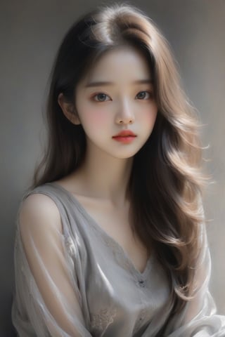 Sketch of a beautiful girl, ((16 years old)), ((Korean girl)), portrait of Leng Jun, pastel painting, illustration art, soft light, detailed, more grayscale, elegant, low contrast, with thin lines Add soft blur, sketch of a beautiful girl, portrait of Charles Miano, ((full body shot)), pastel painting, illustration art, soft lighting, detailed, more grayscale, elegant, low contrast, with Thin lines add soft blur, Morandi,FilmGirl