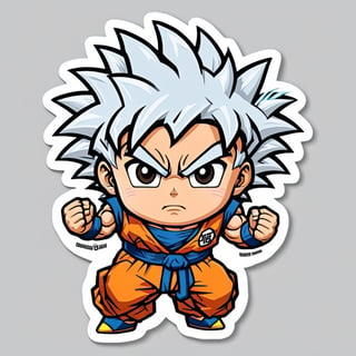  sticker, cartoon,outlines ,cute, little, super Saiyan god goku, chibi, white background
