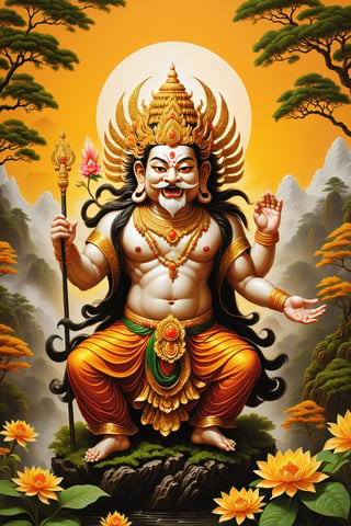 hyper detailed masterpiece, dynamic, awesome quality,
yaksha,
          powerful magnificent Nature spirits in Hindu and Buddhist mythology, benevolent,
          wealth and prosperity, guardians of natural treasures, {mischievous|generally good-natured},
          protective, nurturing aspect of nature