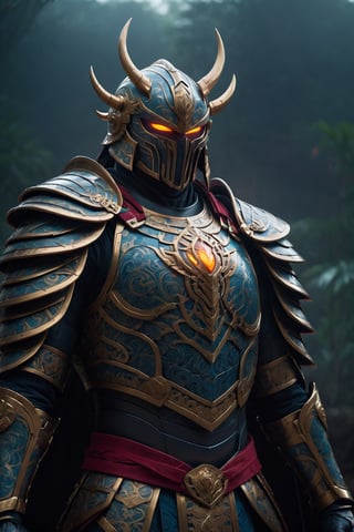 Mayan armour, villain cape, angry, glowing eyes and an aura of rage surrounding him, cinematic style, anamorphic lens, black fog filter, film grain, perfect composition, film grain, film lighting, good composition, good anatomy, intimidating, 
