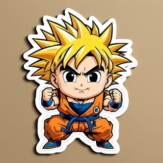  sticker, cartoon,outlines ,cute, little, super Saiyan five goku, chibi, white background