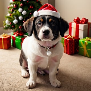 happy puppy christmas scene
