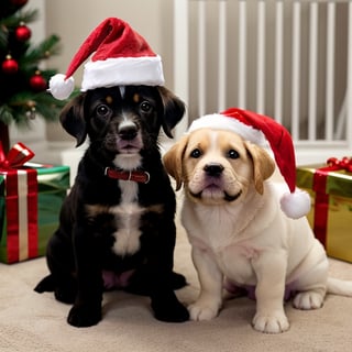 happy puppy christmas scene