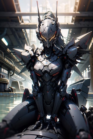 8k, solo, robot eyes, ,robot face, robot, glowing, robot, mecha, science_fiction, holding_weapon, anime lighting, best quality, masterpiece,mechainjectionKA, warframe style, ambient light, volumetric lighting, reflective lighting, sharp focus, battle pose, (red parts), water theme, ROBOTANIMESTYLE,(best quality, masterpiece),jtveemo,WOMAN ON TOP