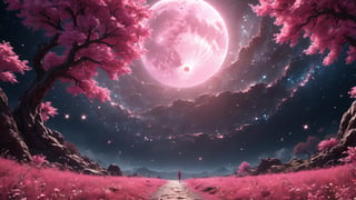 pink starfield,, (masterpiece:1.2),best quality,highres,extremely detailed CG,perfect lighting,8k wallpaper,(8k, RAW photo, best quality, masterpiece:1.4),realistic,HDR,UHD,8K,best quality,huge_filesize,wallpaper,extremely detailed face and eyes,3D,C4D render,unreal engine,octane render, mysterious, fantasy, pink fantasy, 3D rendering, anime,DonMC3l3st14l3xpl0r3rsXL
