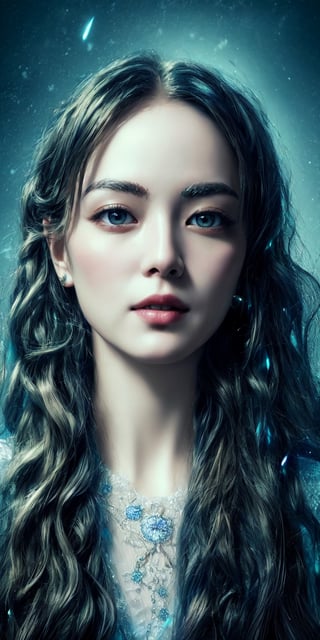 (masterpiece, high quality:1.5), 8K, HDR, 
1girl, well_defined_face, well_defined_eyes, ultra_detailed_eyes, ultra_detailed_face, by FuturEvoLab, 
ethereal lighting, immortal, elegant, porcelain skin, jet-black hair, waves, pale face, ice-blue eyes, blood-red lips, pinhole photograph, retro aesthetic, monochromatic backdrop, mysterious, enigmatic, timeless allure, the siren of the night, secrets, longing, hidden dangers, captivating, nostalgia, timeless fascination, Edge feathering and holy light, Exquisite face, Exquisite face, Exquisite face,Exquisite face