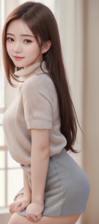 Beautiful soft light, (beautiful and delicate eyes), very detailed, pale skin, (long hair), dreamy, ((frontal shot)), full body shot, brown eyes, soft expression, bright smile, art photography, fantasy, shy, cute,soft image, masterpiece, ultra high resolution, colors, highly detailed, soft lighting, details, Ultra HD, 8k, highest quality, (pose), girl, real, wonder of art and beauty, illustration,
soft pink turtleneck t-shirt,ZGirl,Beautiful,JeeSoo ,hubg_mecha_girl