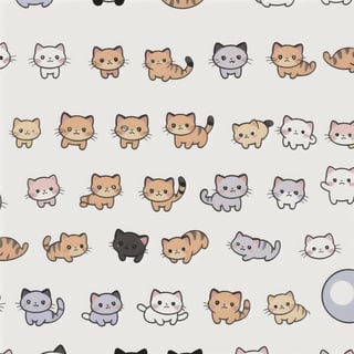 cat, cutie,sticker, doodle pattern