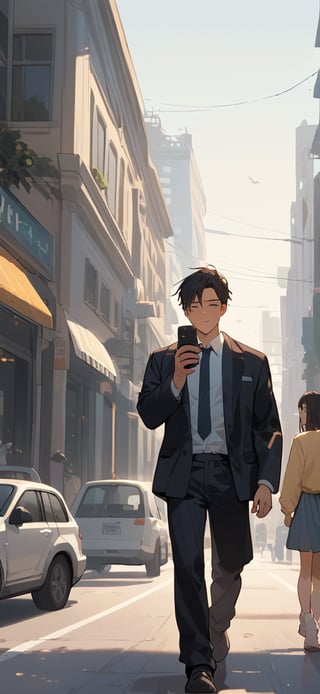 Score_9, Score_8_up, Score_7_up, Score_6_up, Score_5_up, Score_4_up,

1boy black hair, a very handsome man, wearing a black suit,day, sunrice, city, modern city, walking,man crossing the street in the pedestrian zone, holding a cup of coffee in one hand and a cell phone in the other, distracted, ciel_phantomhive,jaeggernawt,perfect finger,more detail XL