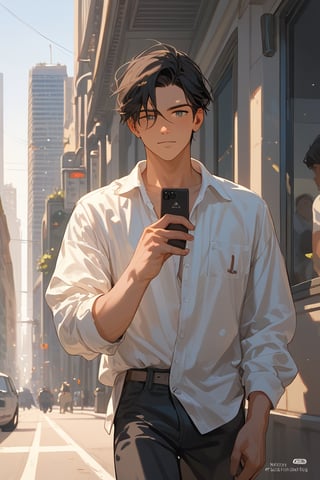 Score_9, Score_8_up, Score_7_up, Score_6_up, Score_5_up, Score_4_up,

1boy black hair, a very handsome man, wearing a black suite,day, sun, city, modern city, man walking in the city with a coffe in one hand and talkin with phone in other hand, ciel_phantomhive,jaeggernawt,perfect finger,more detail XL
