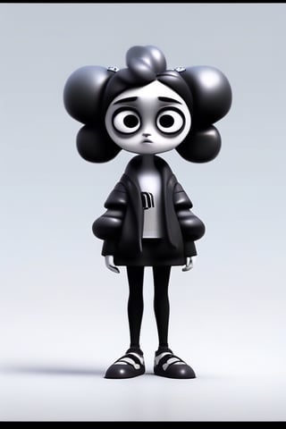 3dcharacter,outfit,(full body:1.2),simple background, masterpiece,best quality,(gradient background:1.1),(big eyes), (big head), (big face), watermark,text, logo,contact, error, blurry, cropped, username, artist name, (worst quality, low quality:1.4),monochrome,