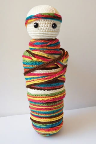 A mummy made of crochet