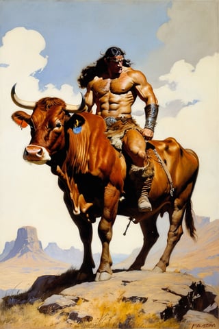 war cow, manner of frazetta