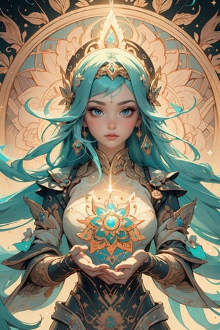 (1girl), (masterpiece, top quality, best quality, official art, beautiful and aesthetic:1.2), extreme detailed,colorful,highest detailed, official art, unity 8k wallpaper, ultra detailed, beautiful and aesthetic, beautiful, masterpiece, best quality, (zentangle, mandala, tangle, entangle) ,holy light,gold foil,gold leaf art,glitter drawing, PerfectNwsjMajicPerfectNwsjMajmagic, psychedelia art, flower, mandala, psychedelic, tapestries, ethereal,goddess_advent,mecha,futureaodai, lightningmagicAI,1 girl,weapon,Realism