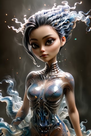 a Guanyin girl, [a white lighting translucent phantom made of smoke], intricate design, photorealistic, hyperrealistic, high definition, extremely detailed, cinematic, UHD, HDR, 32k, ultra hd, realistic, dark muted tones, highly detailed, perfect composition, beautiful detailed intricate insanely detailed octane render, trending on artstation,ghost person,Flat vector art,Magical Fantasy style,NIJI STYLE,huayu,SakimiStyle,MikieHara,Anime ,chibi,A girl in the wild ,more detail XL,cyborg style,oil paint ,dripping paint,colorful,fire element,shards,lego,steampunk style,ice and water,DonMBl00mingF41ryXL ,3D Mesh,DonMC0sm1cW3bXL,DonMCyb3rSp4c3XL,DonMPl4sm4T3chXL ,alienzkin