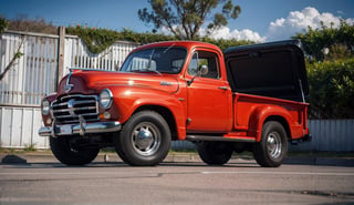 car, retro 1949 Ford Pickup truck, high detail, red,