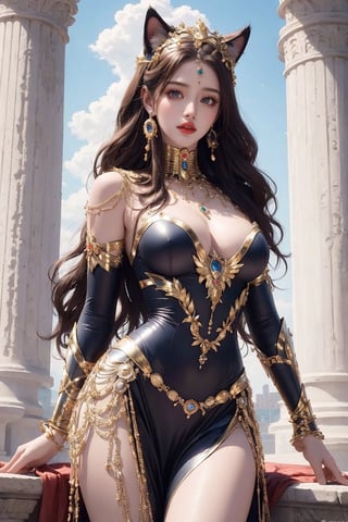 Egyptian queen, (cat woman), busty and sexy girl, 8k, masterpiece, ultra-realistic, best quality, high resolution, high definition,GH