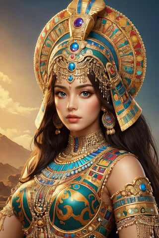 busty and sexy girl, 8k, masterpiece, ultra-realistic, best quality, high resolution, high definition, Beautiful ancient Egyptian lady, wearing sleeveless tunic worn, beautiful female figure,Long straight hair, ,ancient egyptian clothes,1 girl, (face portrait), Style: hyper-realistic, 8k Ultra HD, inspired by Pixar, Cinema 4D,Egypt,young girl,egyptian