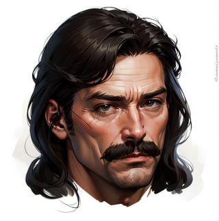 human male, noble bearing, his long hair was already starting to turn gray, no stubble,  gray hairs, determined, honorable, looks like the actor john beck.
At 29 years of age, Sturm had brown eyes and long black hair, with a horseshoe mustache, He truly looked like a traditional Solamnic knight with his ancestral sword, shield, and full platemail, but Sturm was only a squire in the knighthood at the time, 