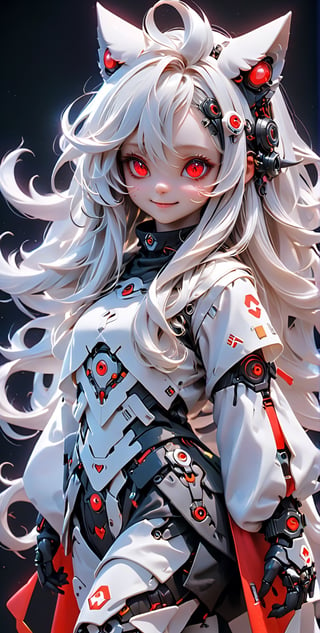 Banner clothing, long hair, leaning_forward, light smile, , (((full body))), Eizan Kikukawa, cybernetic, cyberpunk art, plasticien best quality, masterpiece, perface, Utail, Utails , hyperdetailed eyes, 8k, harmonic, beautiful, intricate details | albino skin, crystal red eyes, long and wavy white hair, composing  aura,blurry_light_background,midjourney,Korean,Beauty,Girl,High detailed ,Color magic,LinkGirl,cutegirlmix,cyborg style,korean girl,SAM YANG,asian girl,Saturated colors,mecha,TifaFF7,photo r3al,science fiction,isni,Xxmix_Catecat