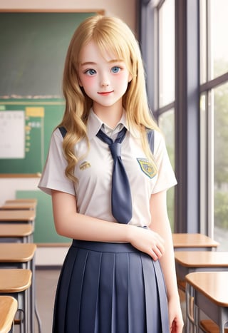 real school_uniform young beauty girl golden hair