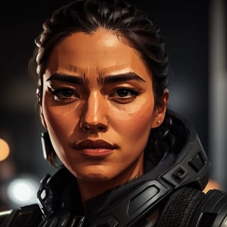 full format portrait of Modern Warfare, realistic skin, Meybis Ruiz Cruz, photorealistic, perfectly framed portrait, style features, backlighting, in the style of the cycle frontier, SAM YANG, More Detail, photorealistic, 3DMM, SimplyPaint