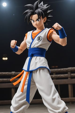 Videl holds the championship belt on the Budokai stage,
Dragon Ball Z theme, Super Saiyan shape,
Photorealism: 1.3, Best Quality, Masterpiece, MikieHara