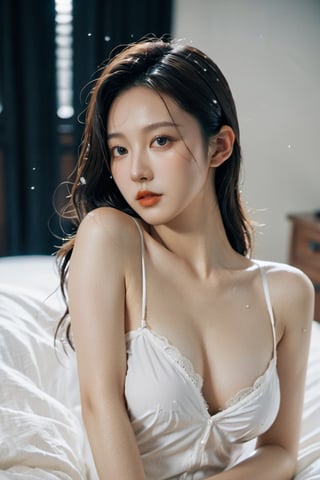 xxmix_girl, 1girl,27 years old,beautiful sex korean girl ,wet body, no smile,cool,falling_snow, photorealistic, hyper-realistic, nude, bed_sheet, whole body, entire body, full body