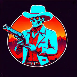 Gunslinger skeleton in a cowboy hat and duster, icon, logo, sticker,DonML4zrP0pXL,aw0k euphoric style