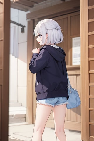 a girl with white short hair arguing with someone